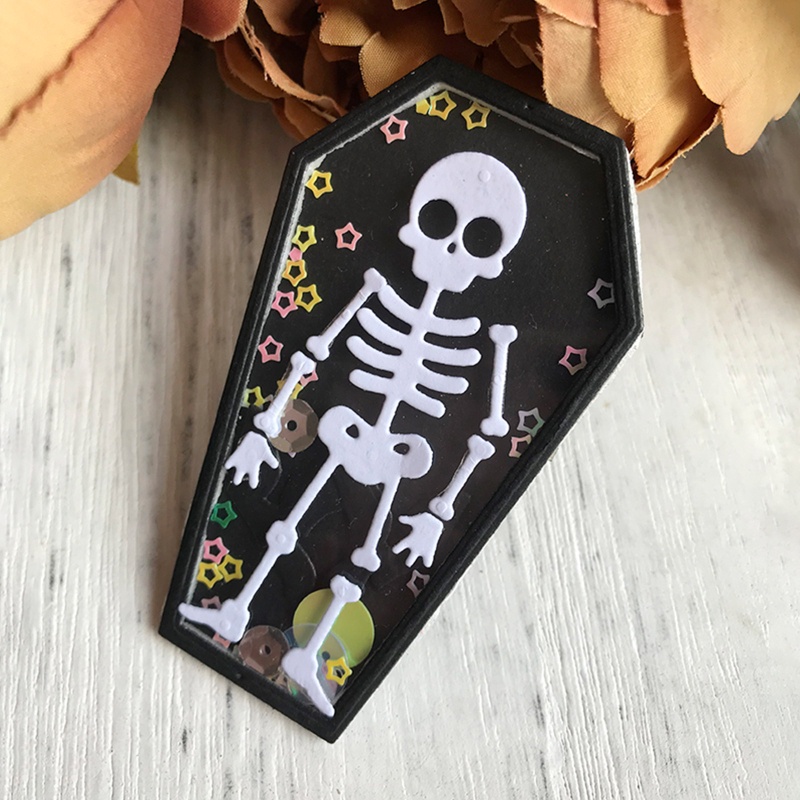 Cutting Dies Handmade Bahan Metal Desain Tengkorak Halloween Untuk Scrapbook