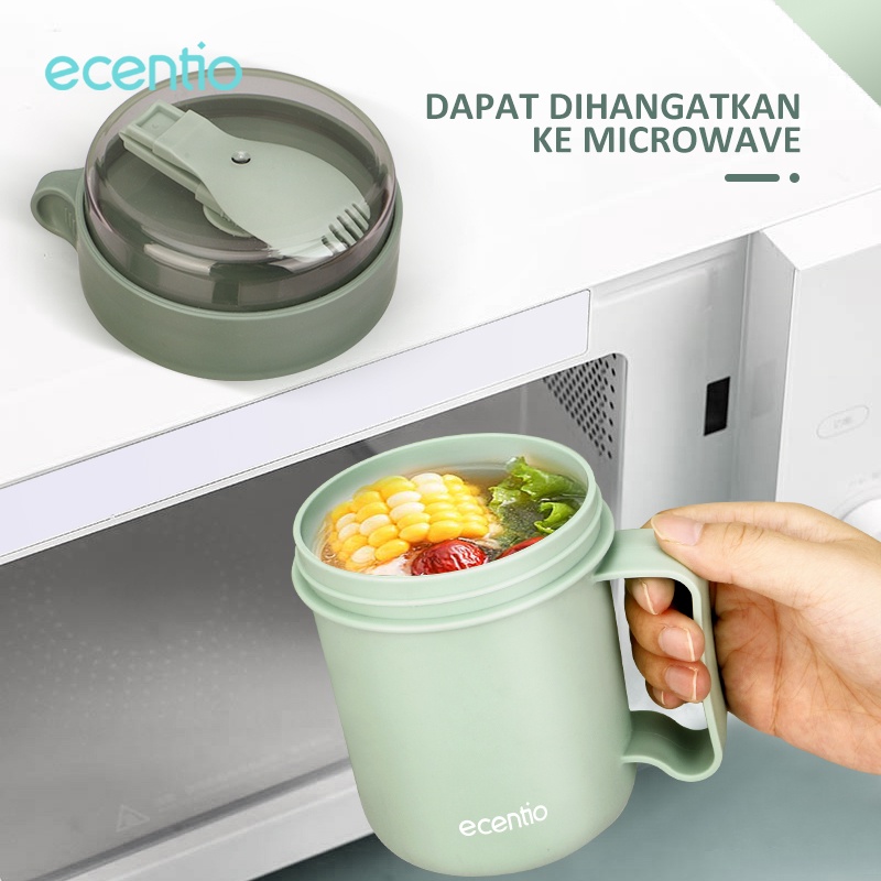 ecentio tempat sup cangkir sup tahan panas Sarapan Mangkuk Sup Piknik Portable 450ml/500ml