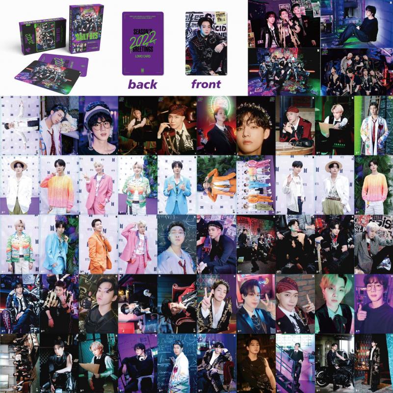 55pcs / set Kartu Lomo Foto HD KPOP BTS 2022 Season 's Untuk Koleksi