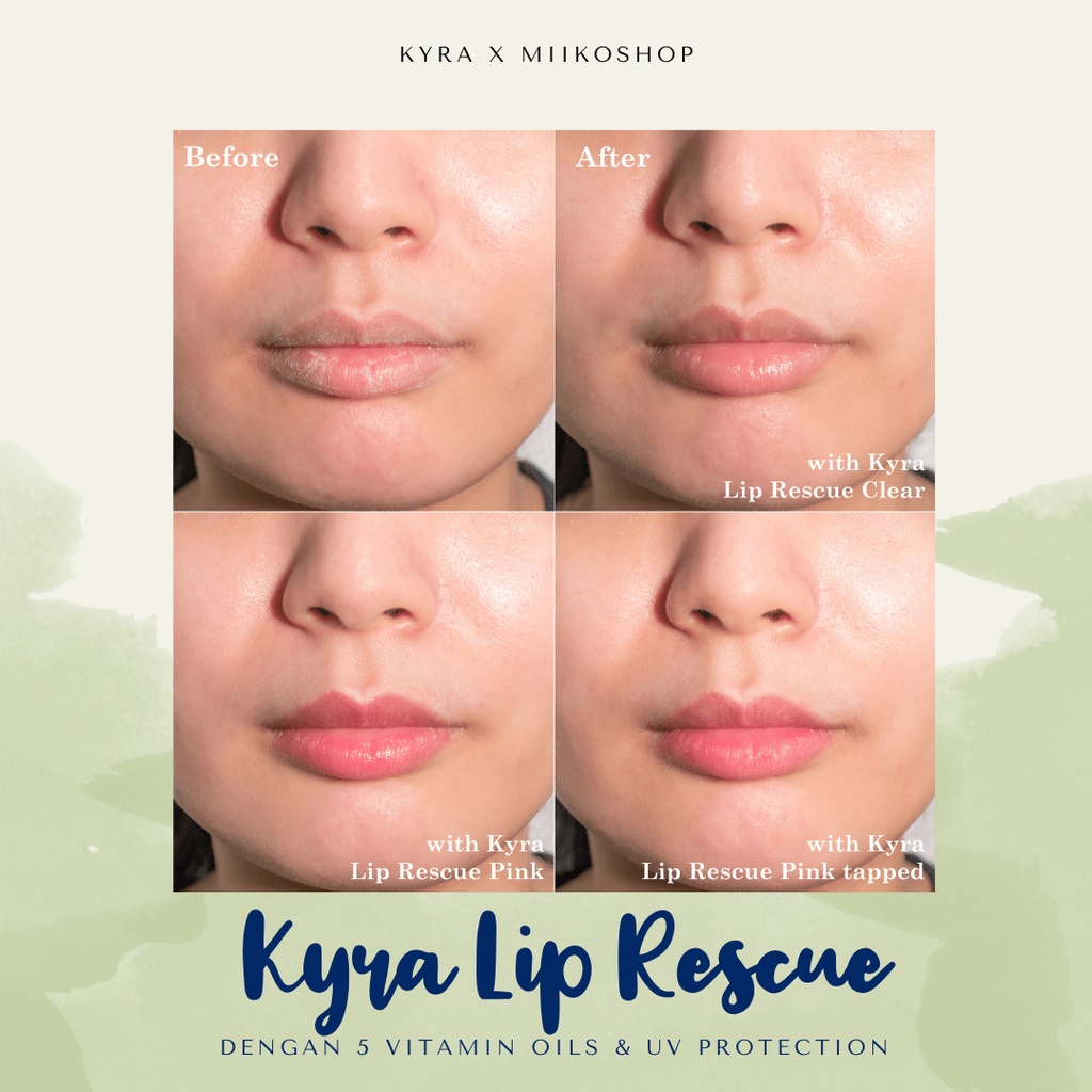 Kyra Lip Rescue Pink with color changing clear, lip serum, lip balm dengan UV protection mencerahkan melembabkan