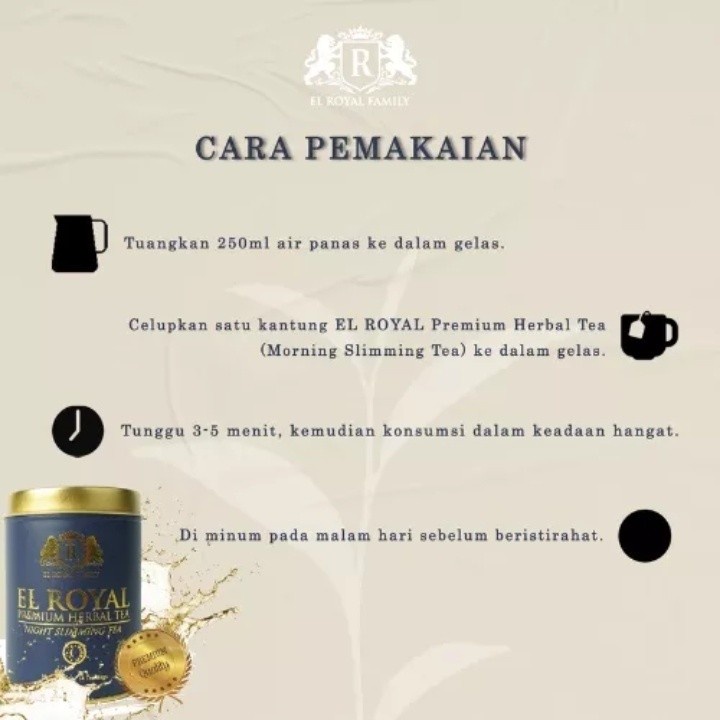 El royal Premium Tea /Teh Pelangsing siang &amp; malam (1 paket) - El Royal Minuman Kesehatan