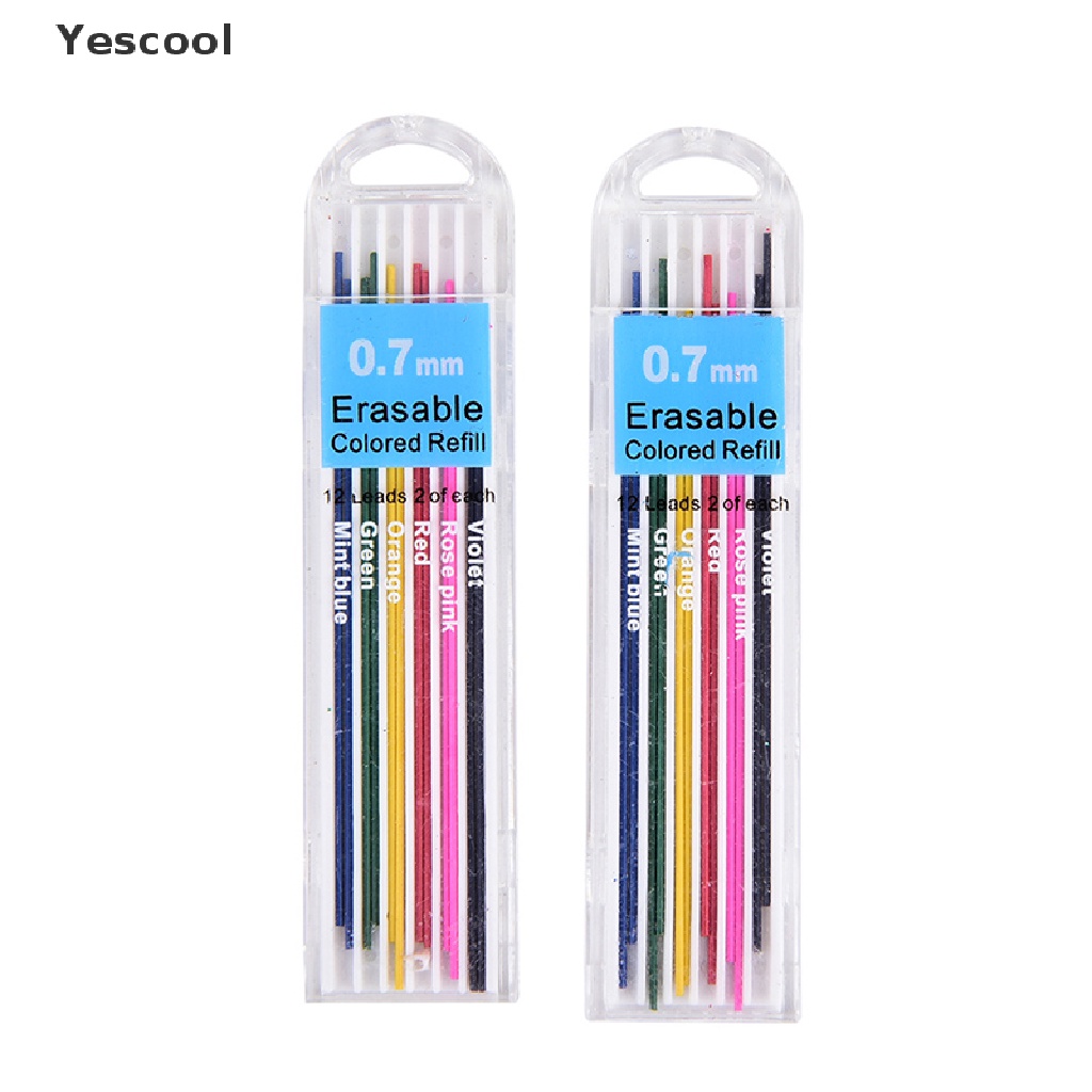 Yescool 1 Kotak Pensil Mekanik 0.7mm Bisa Dihapus Untuk Stationery Pelajar