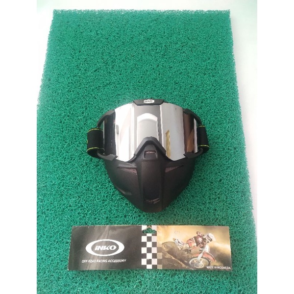 GOGGLE MASK INKO GOOGLE MASKER HELM RETRO KACA SILVER