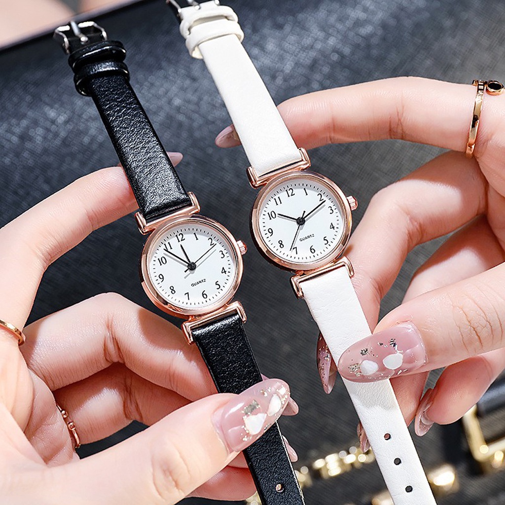 ☛TK☚ Jam Tangan Analog Quartz Wanita Kecil Tali PU Leather Korean Style Fashion Import JT047