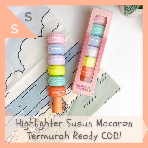 

[simplyshop] Stackable Highlighter Marker Pen / Spidol Warna Penanda Kertas Pastel Susun Macaron Makaron Pastel Kue Mini Lucu Warna Premium Import Korea Harga Grosir Ready COD