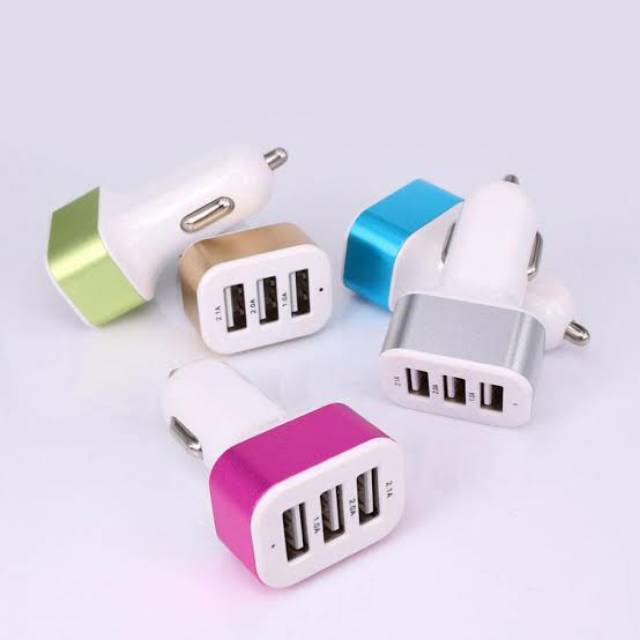 casan mobil murah 3 lubang car charger 3 USB saver 3 usb batok casan mobil 3 slot kepala casan mobil