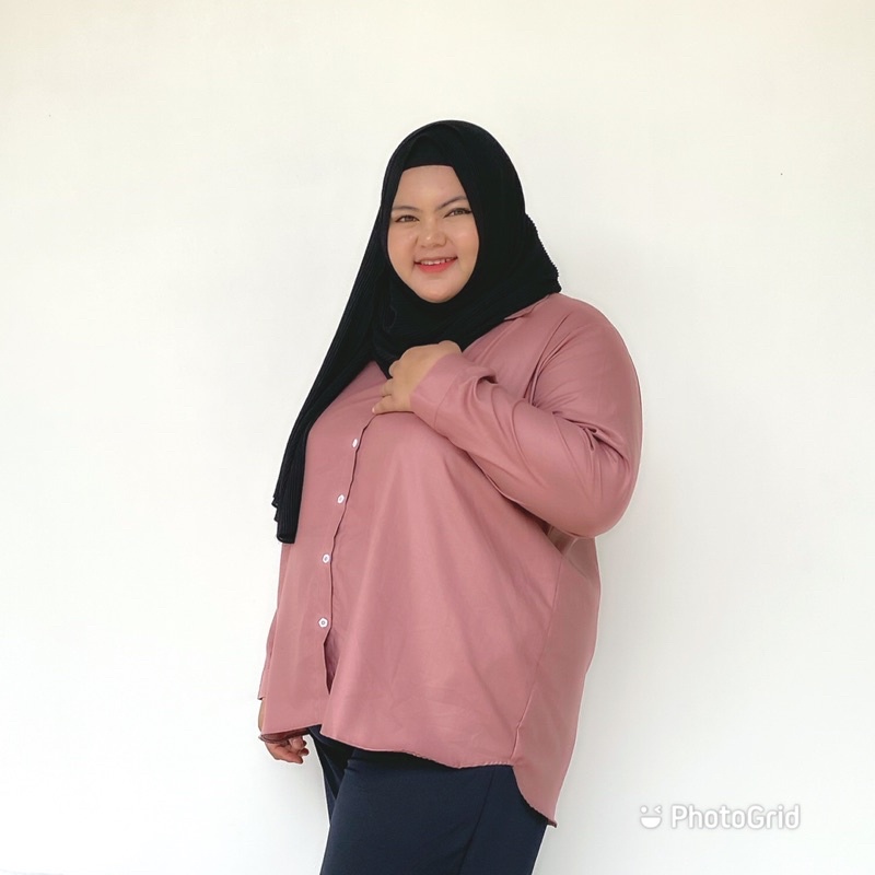 Kemeja Basik Jumbo-Baju Kerja Wanita Bigsize-by Omah Muslim