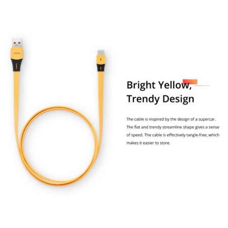 Kabel Charger Realme SuperDart Cable Data Micro Usb &amp; Type C Yellow 1 Meter