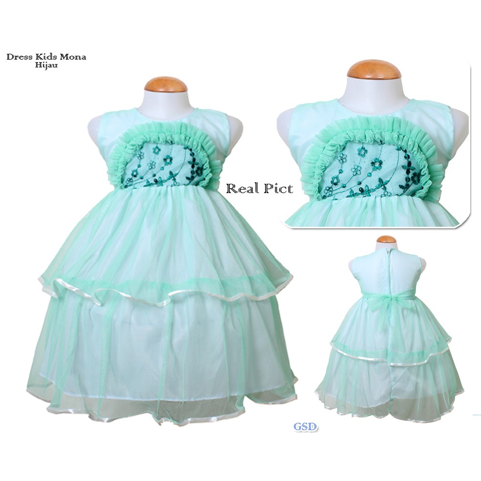 Dress Kids Mona/Baju Anak Perempuan Motif Brukat/Mini Dress / Terusan Dress Umur 3-5 Tahun