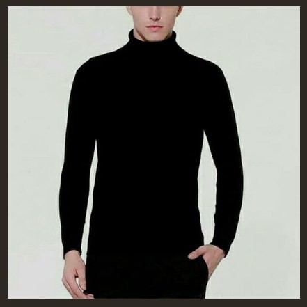 Kaos Polos Pria Leher Tinggi Turtleneck Korea Tangan Lengan Panjang Shopee Indonesia