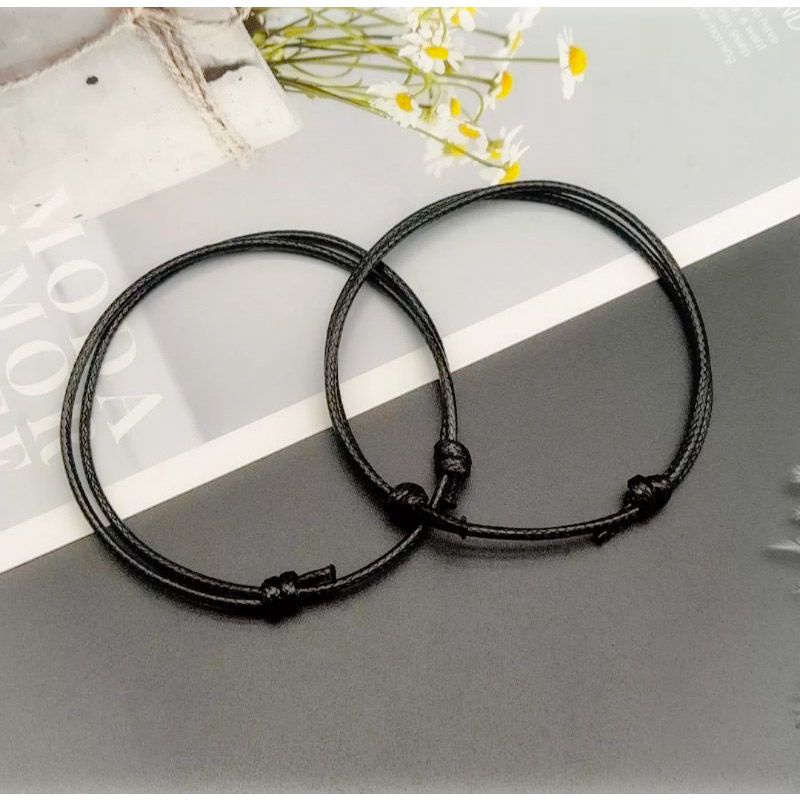 ✅ BISA COD Gelang Tangan Tali Korea Pria Wanita Polos Hitam Waterproof Gelang Tali Simple Anti Air Kekinian Keren