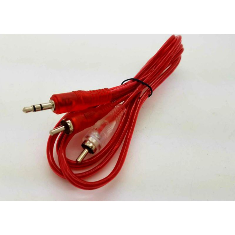 KABEL JACK RCA TO STREO AUX 3,5MM TRANSPARAN // JEK HP KE SALON SPEAKER HIGH QUALITAS