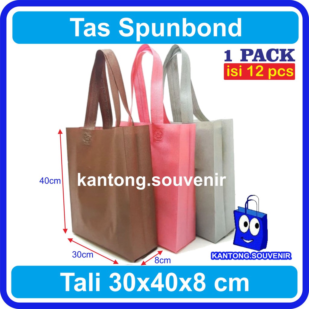 

1pack 30x40x10 cm Tas Kain Spunbond Goodie Bag Kantong goody souvenir promosi acara murah isi 12pcs