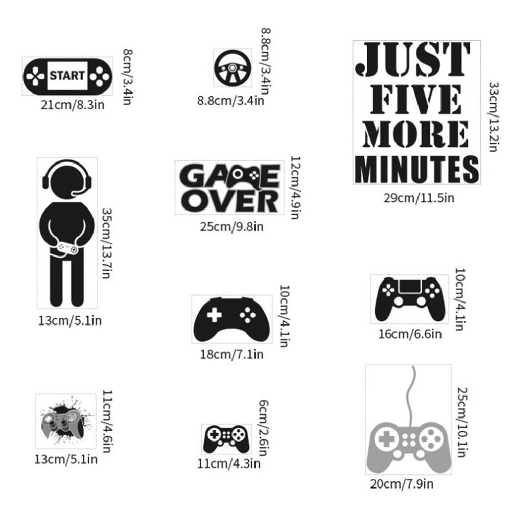 【 ELEGANT 】 Gamer Wall Sticker Party Removable for Bedroom Video Children Game Room Gaming Controller Playroom Decor