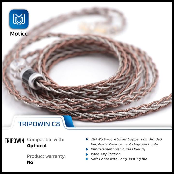 Tripowin C8 Upgrade Cable Mic 8 Core Silver Copper Foil Braided Kabel