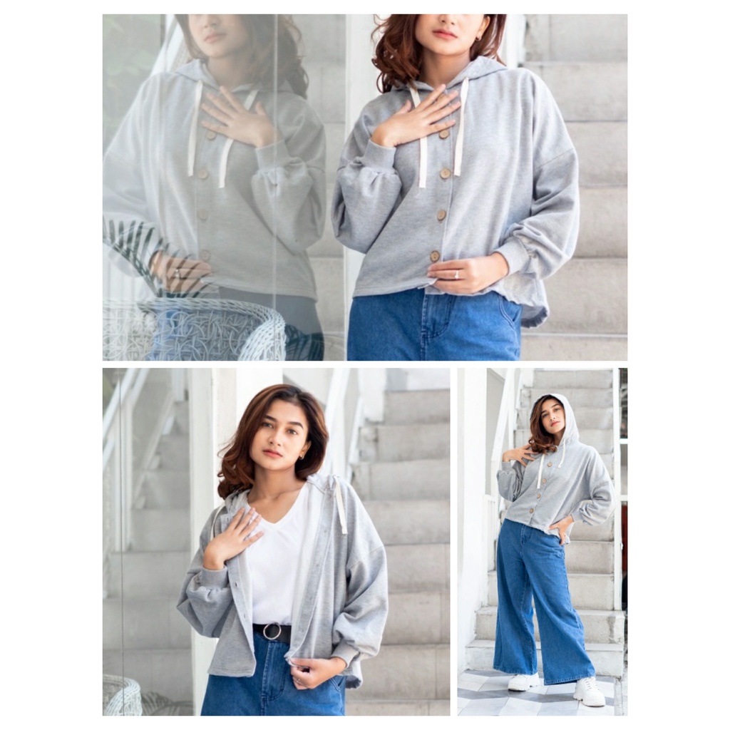 Hoodie Button Outer Korean Style Masa Kini