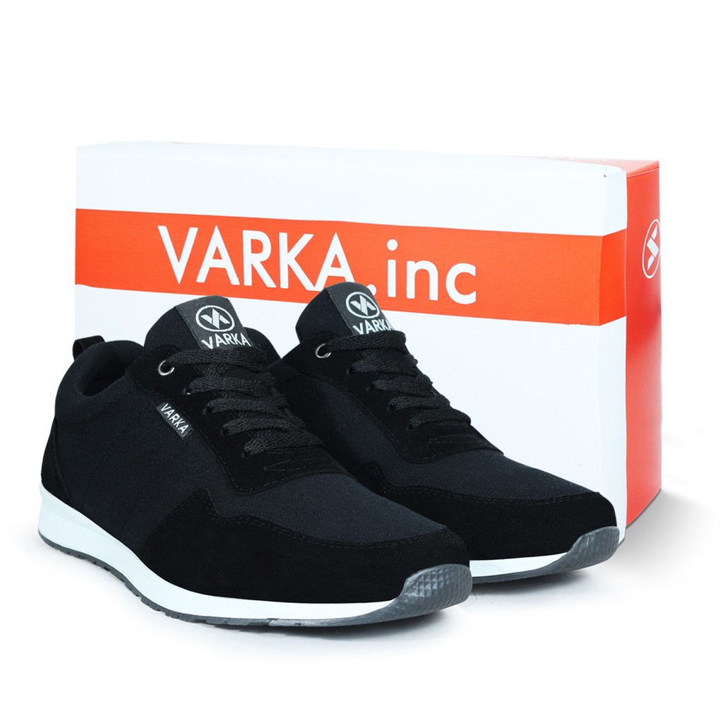 Sepatu Sneakers Pria V 4047 Brand Varka Sepatu Kets Kuliah Sekolah Olahraga Hitam Trendi Berkualitas