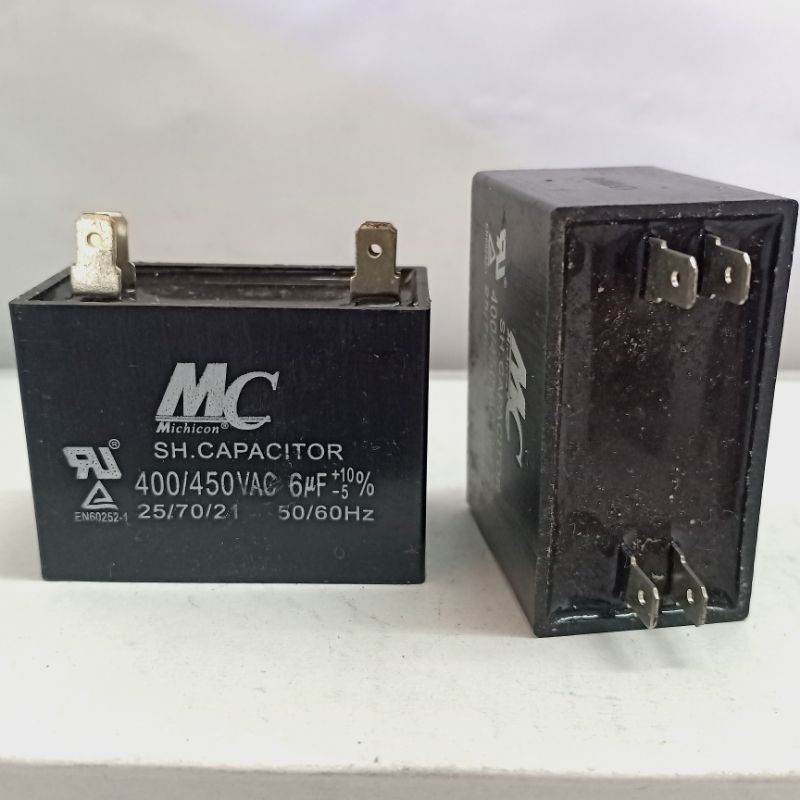 kapasitor 6uf 450 v merek MC asli