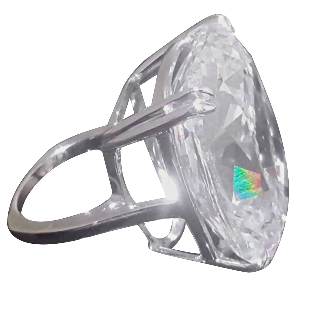 Hu Hu Hu Hu Hu Alat Bantu Pasang Kacamata♡ Cincin Wanita Hias Cubic Zirconia Bentuk Persegi Besar Gaya Mewah Untuk Lamaranpernikahan