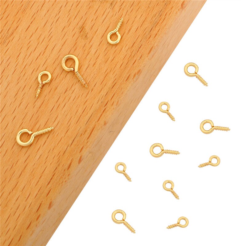 18K Gold Plated 25Pcs/lot 4x8mm 5x10mm Copper Screw Eye Pin for DIY Jewelry Findings Craft Making Earrings Bracelets