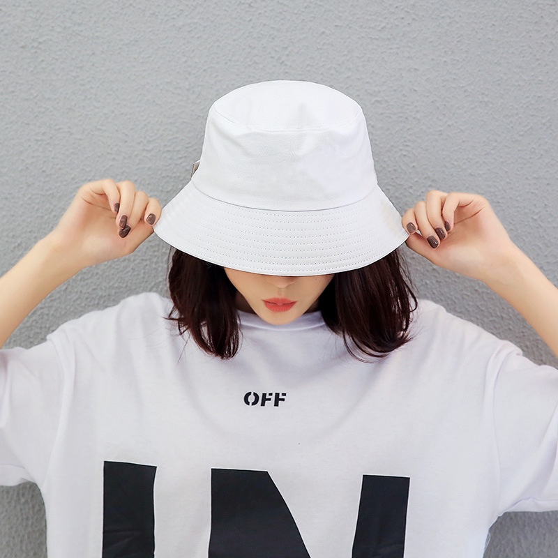 Topi Nelayan Warna Solid Gaya Hip Hop Korea