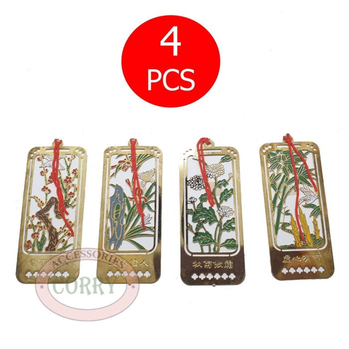 

Hot Sale Gantungan Pohon Imlek Tembaga Emas Pembatas Buku Pohon Bunga 4 Pc 12 C Hemat