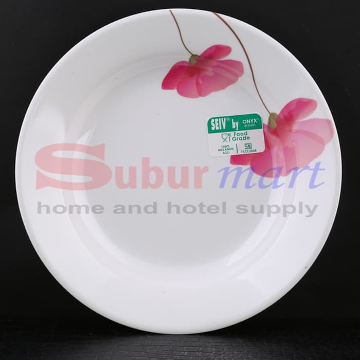 Piring makan melamin motif bunga camille Seiv Onyx