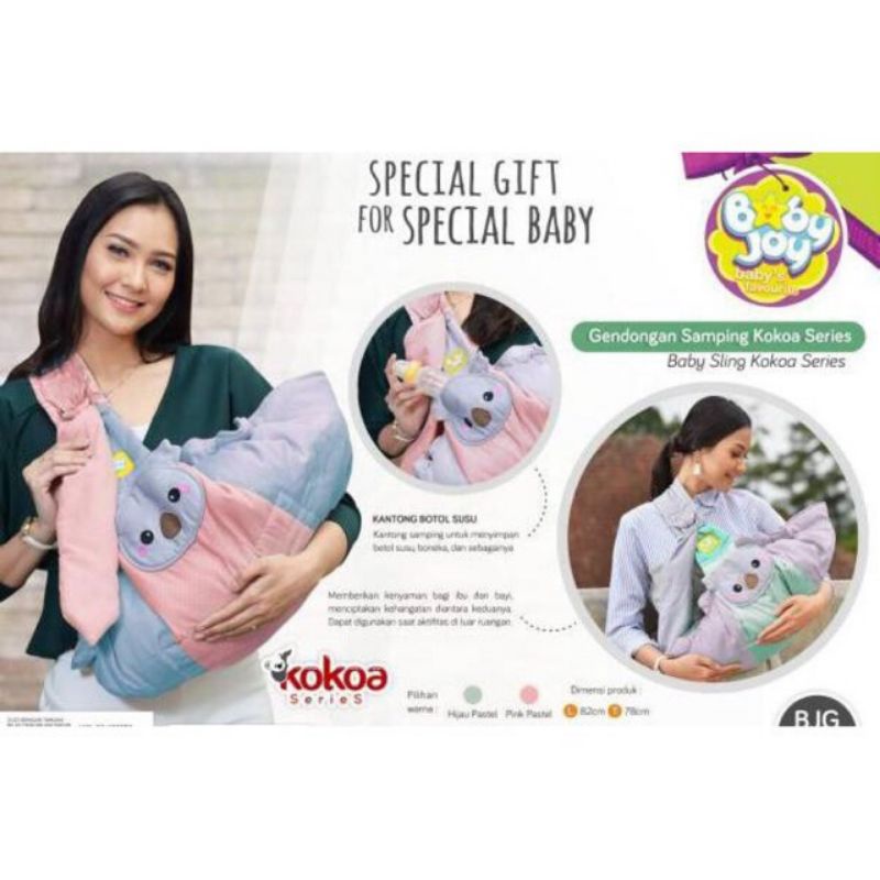 Gendongan samping bayi dengan kantong kokoa series bonnie series babyjoy / baby sling