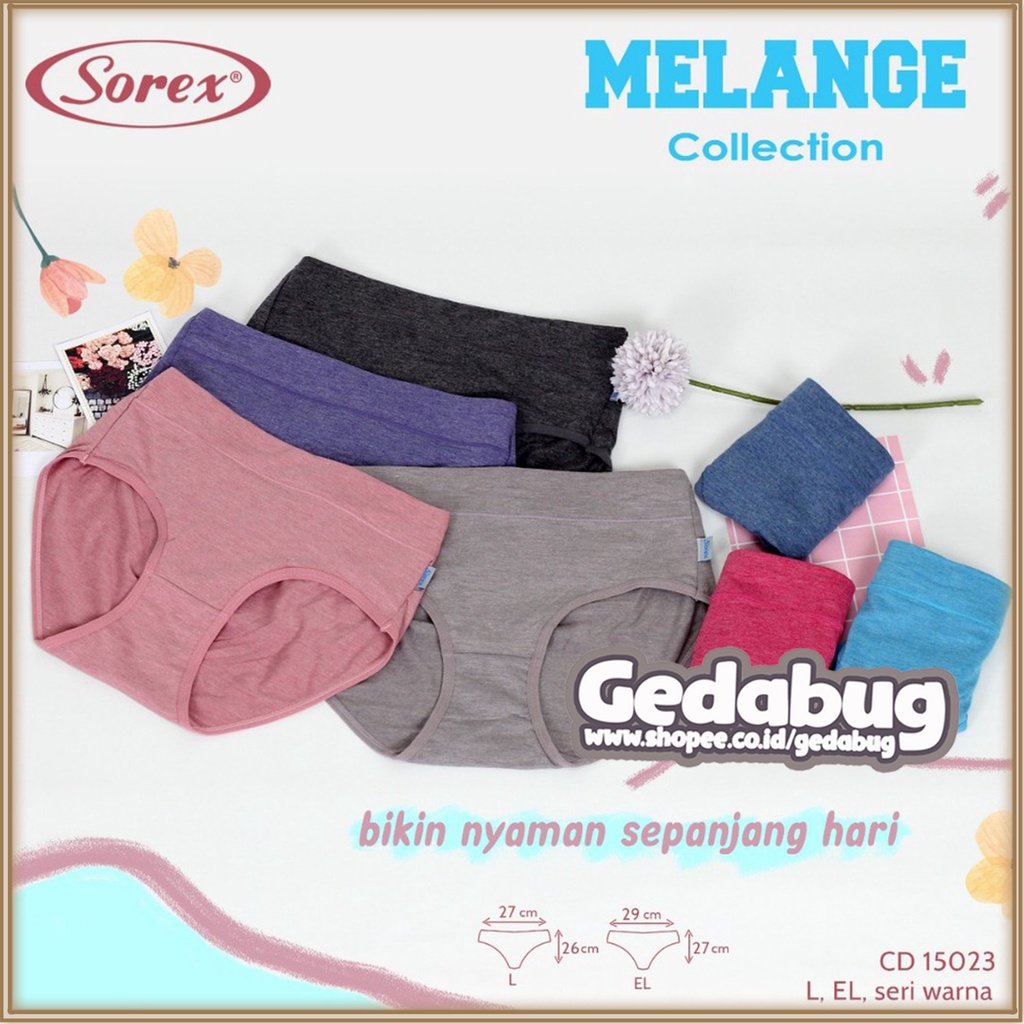 3 Pcs - CD wanita Sorex 15023 Malange Collection Midi | CD Wanita Karet Pinggang Lebar | Gedabug