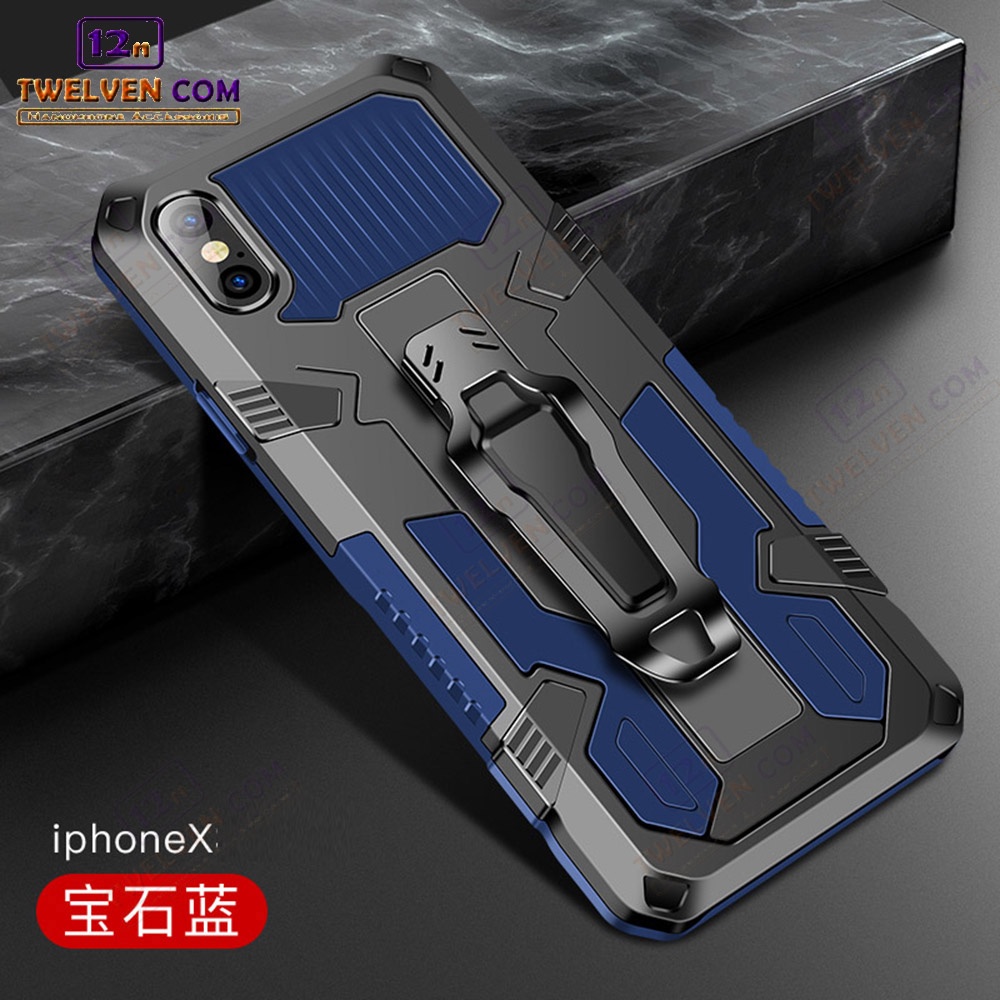 Case Shockproof iPhone 6 / 6s / iPhone 6 Plus / iPhone 7 / iPhone 7 Plus / iPhone 8 / iPhone 8 Plus / iPhone X / iPhone XS / iPhone XR / iPhone XS MAX / 11 Pro Max / iPhone 12 / iPhone 12 Pro / iPhone 12 Mini - Armor Hardcase Stand Clip