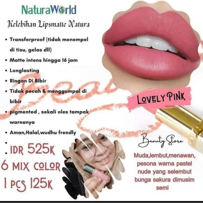 LIPPMATTE NATURA/ LIPSTIK AWET/ LIPSTIK MATTE/LIPSTIK KEKINIAN/NATURA WORLD