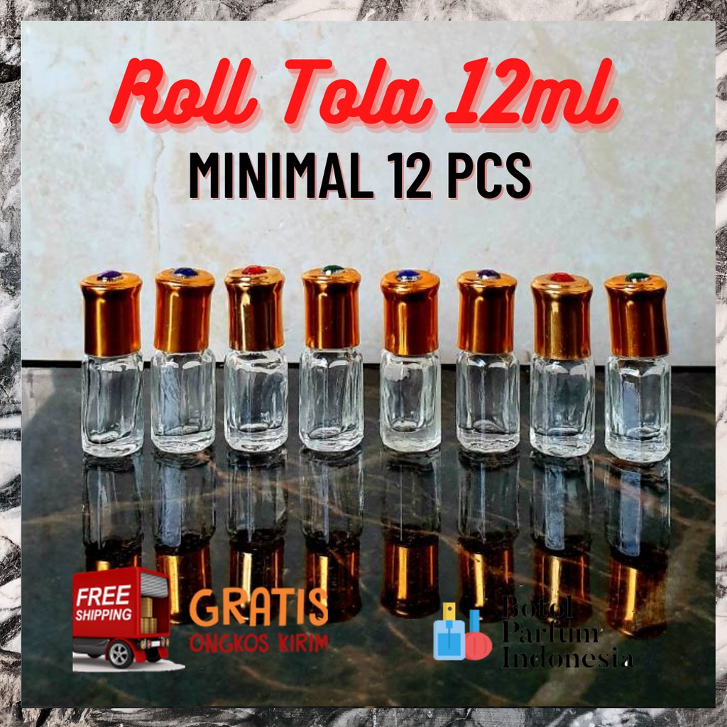 [GROSIR] Botol Parfum Roll Tola Permata 12ml - Botol Parfum Kaca Roll On