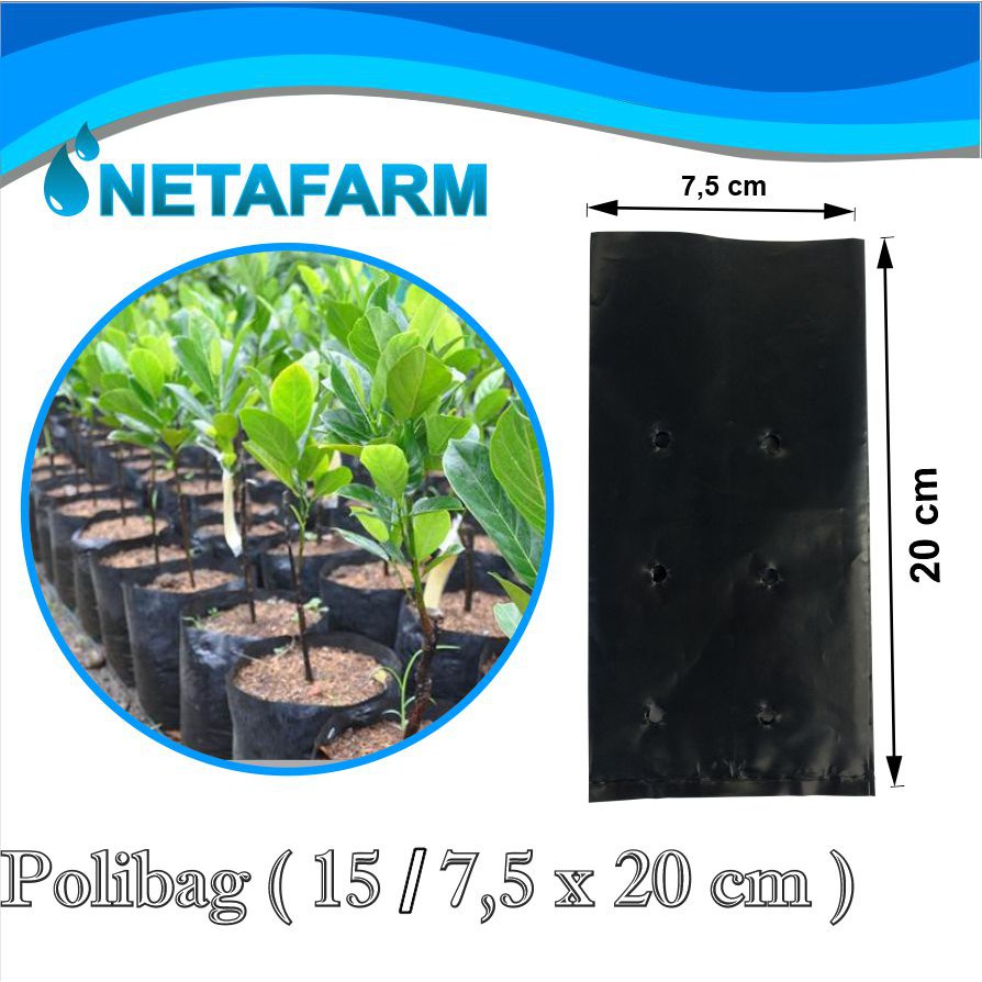 Polybag / Polibag Tanaman Plastik PE Hitam 08mc 15/7,5x20cm - 500gr