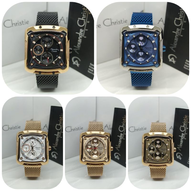 Jam tangan wanita Alexandre Christie 3030 AC3030 AC 3030, all stainlees steel, model kotak,,,