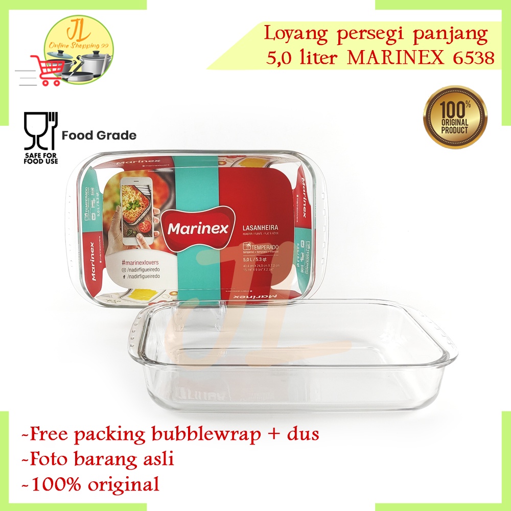 Loyang kaca segi panjang tahan panas 5,0Liter 6538 MARINEX