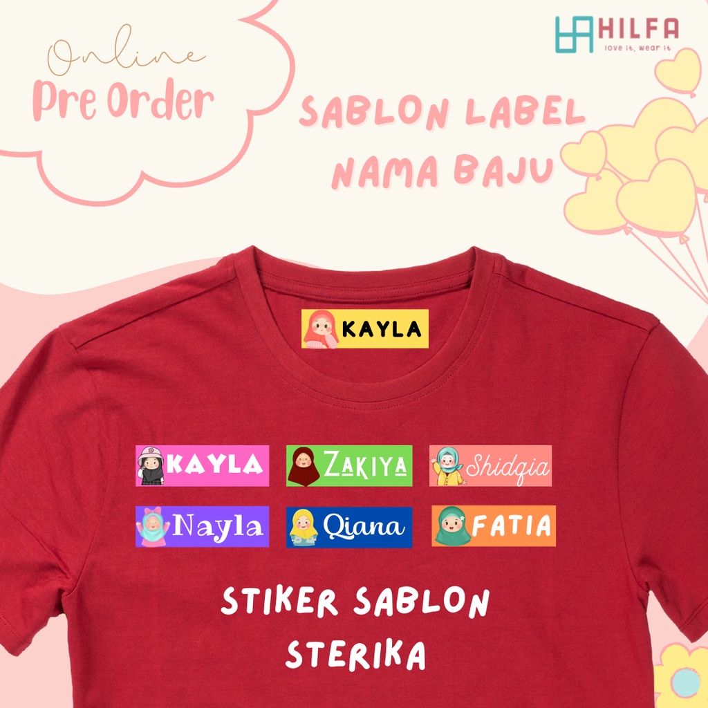 

Label Tema Anak Perempuan Label Nama Baju Karakter Anak Sekolah Pesantren Asrama Name Tag Laundry Sticker Sablon Setrika DTF IF Digital Custom Siap Press by Hilfa Kids