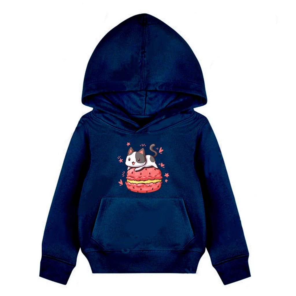 Hoodie Anak Burger Cat Sweater Pakaian Fleece Anak M - XL