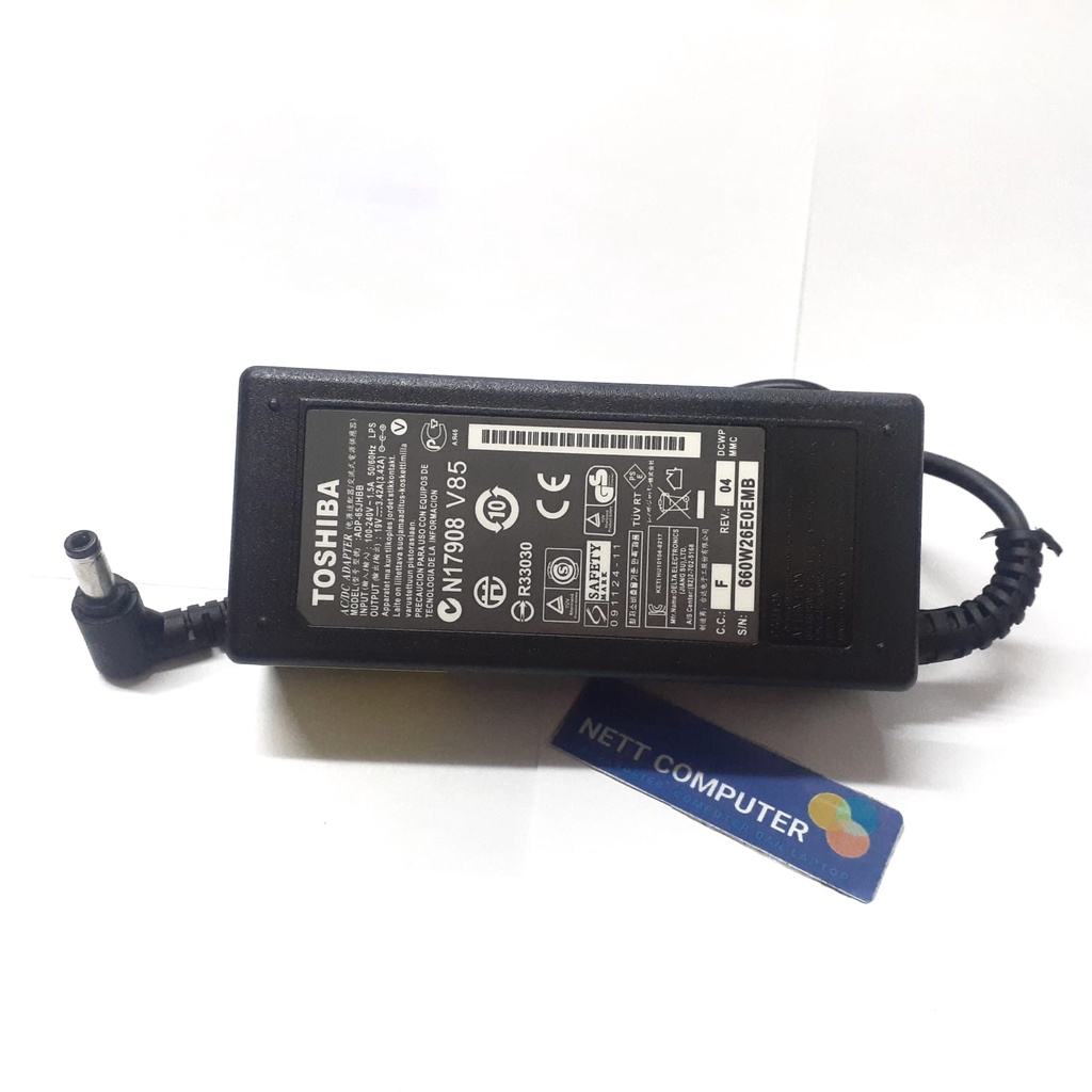 Cas Casan Charger Laptop toshiba L600 L645 C645 C640 L635 L735 L740 A80 A85 L10 L10-101 19v 3.42a Or