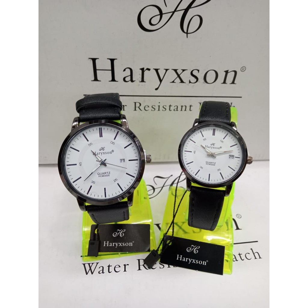 ORIGINAL Haryxson Jam Tangan Couple Kulit/Analog/Water Resistance GRATIS Kotak Jam