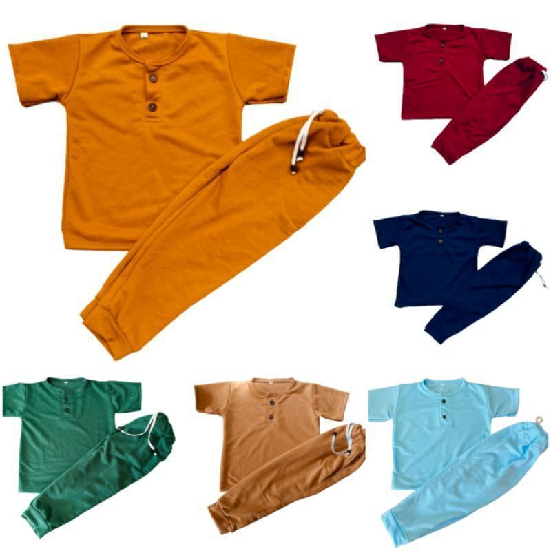 PAKAIAN ANAK SET KIANO/SETELAN BAJU+CELANA ANAK BABYTERRY/BAJU SANTAI KIANO BAHAN KAOS/SET BAJU TIDU