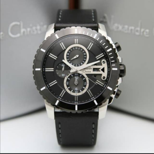 Jam Tangan Alexandre Christie 6527 Pria Silver Black Original