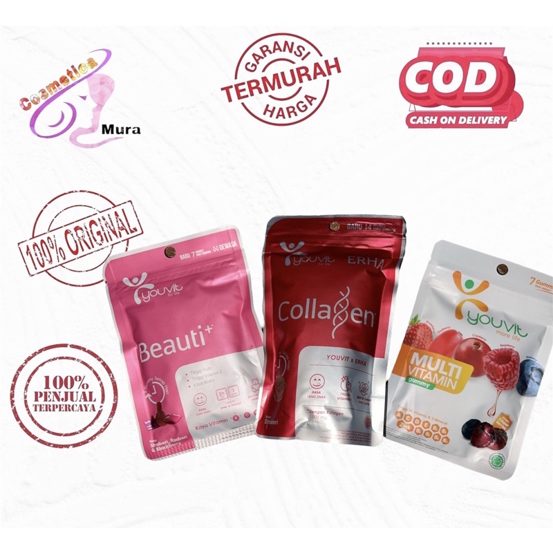 youvit x erha collagen ( paket seminggu ) || beauti+ 7 days ~ youfit for vit beauti+ isi 7 tablet yummy - youvit multivitamin