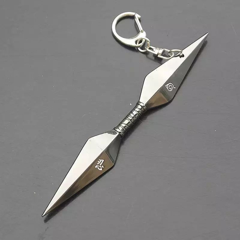 Gantungan kunci kunai senjata pedang anime naruto unik hiraishin minato shuriken kubikiribocho kusanagi sanjin no ogama keychain untuk motor tas mobil dompet-Kunai 2 Putih