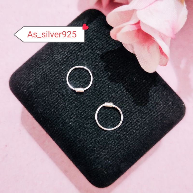 ANTING PERAK BAYI DAN ANAK KENIP LILIT ASLI SILVER 925 LAPIS MAS PUTIH -AT BULAT POLOS