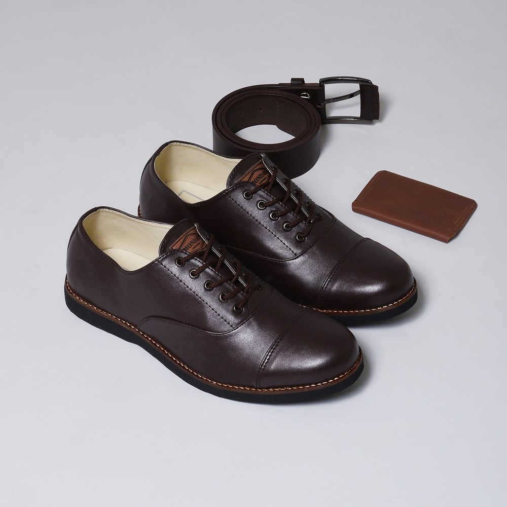 OXFORD BROWN - Sepatu Pantofel Pria Kulit Formal Kantor Kasual Kerja Kuliah Oxford - Pantopel