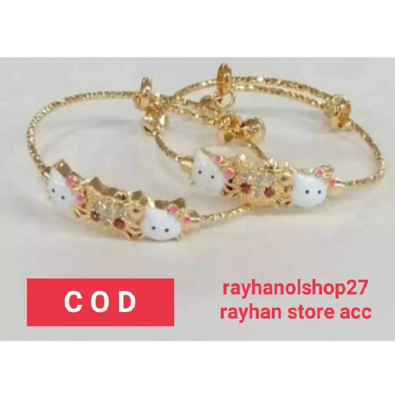 Gelang tangan kolong Anak motif hello Kitty 02 terbaru 1pcs mewah lapis emas