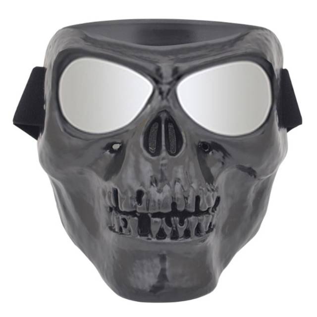 MASK TOPENG + KACAMATA BIKER MOTOR VINTAGE RETRO FULL FACE TENGKORAK AIR SOFTGUN GHOST RAIDER COOPER