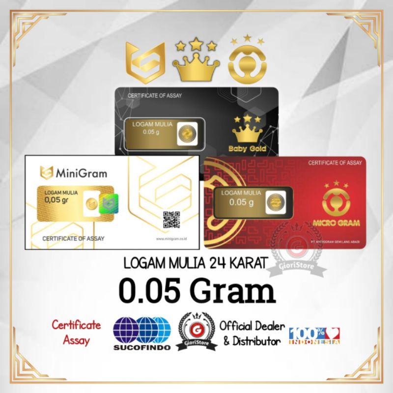 EMAS MINI 0.05 GRAM LOGAM MULIA 24 KARAT DIJAMIN ASLI ORIGINAL