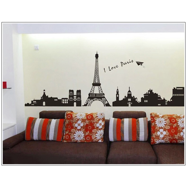 RELIZA Wall Sticker / Stiker Dinding 60X90 EIFFEL MENARA I LOVE PARIS AY935