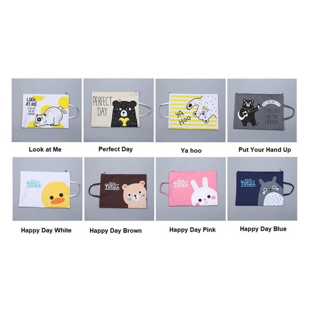 

Dijual PF01 Creative Fun Print Portable A4 file Storage pouch bag - Perfect day Limited